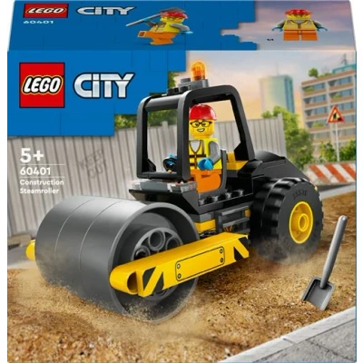 Abbildung von Lego City Straßenwalze, Baustellenfahrzeug für Kinder ab 5 Jahren, Dampfwalze Spielzeug mit Bauarbeiter Minifigur, fantasievolles Spielerlebnis Jungs und Mädchen, kleines, lustiges Geschenk 60401