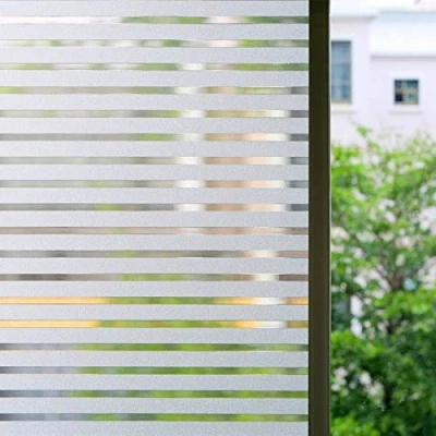 Abbildung von Zindoo Streifen Blickdicht Fensterfolie Sichtschutzfolie Statische Folie ohne Klebstoff Dekorfolie für Fenster, Privatwohnungen Sowie Türen, Bürogebäuden und Konferenzräume 44.5 x 200CM
