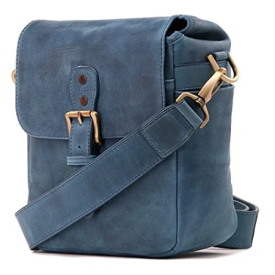 Abbildung von MegaGear MG1330 Torres Mini Kameratasche Kuriertasche aus echtem Leder für Spiegellose, Sofortbild und DSLR Kameras
