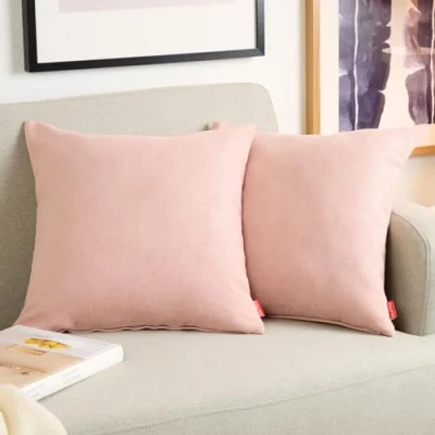 Abbildung von Blumtal Chenille Kissenbezug 45x45 cm im 2er Set Oeko TEX zertifizierte Kissenhülle Sofakissen Bezug mit verstecktem Reißverschluss Deko in Dusty Pink