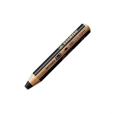 Abbildung von Buntstift, Wasserfarbe &amp; Wachsmalkreide STABILO woody 3 in 1 Einzelstift schwarz