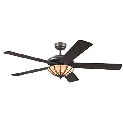Abbildung von Westinghouse Comet T Ventilator mit Tiffany Glas