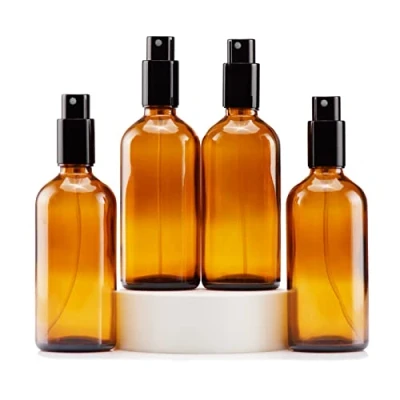 Abbildung von YIZHAO Braun Sprühflasche Glas 100ml, Klein mit [Zerstäuber], für Ätherisches Öle,Kosmetik, Apotheker, Reinigung,Aromatherapie, Massage, Haare 4Pcs