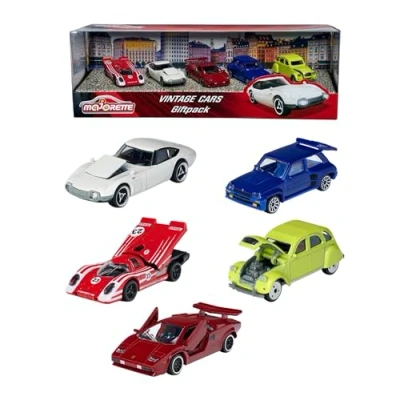 Abbildung von Majorette Vintage Geschenkset 5 historische Spielzeugautos, für Kinder ab 3 Jahren, Maßstab 1:64 (7,5 cm), Auto Geschenk Set, Oldtimer