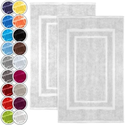 Abbildung von NatureMark 2er Pack Badvorleger Badematte Premium Qualität 100% Baumwolle 50 x 80 cm Duschvorleger Duschmatte Doppelpack Farbe: Weiß