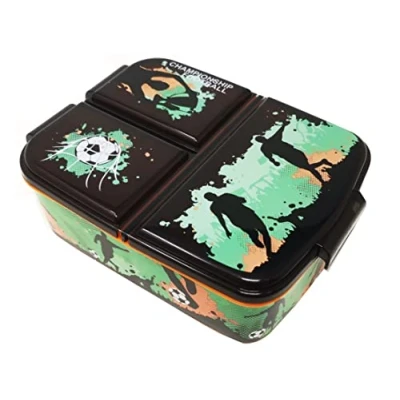 Abbildung von Kinder Lunchbox Sandwichbox mit Fächern Brotbox Unterteilung Brotdose Kindergarten aus Kunststoff BPA frei (fußball football soccer)