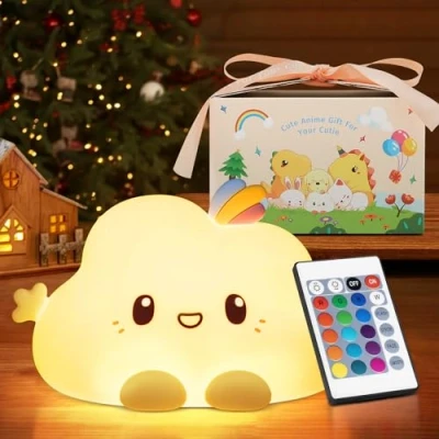 Abbildung von 【Geschenkverpackung】Baby Geschenk Mädchen, Nachtlicht Kinder, 16 Farben 5 Helligkeit Baby Stilllicht Dimmbar,Kawaii Deko Nachttischlampe Kinder Batterie,Kinderzimmer Babyzimmer