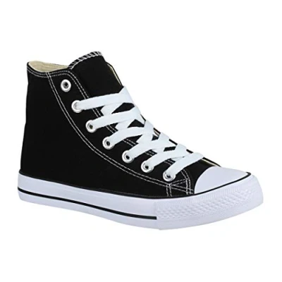 Abbildung von Elara Unisex Sneaker Sportschuhe High Top Turnschuh Chunkyrayan Q 3600 3601 Black 38