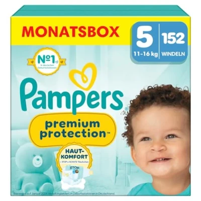Abbildung von Pampers Baby Windeln Größe 5, Premium Protection, x152, 11kg 16kg, Doppelter Schutz für Hautkomfort &amp; gegen Auslaufen