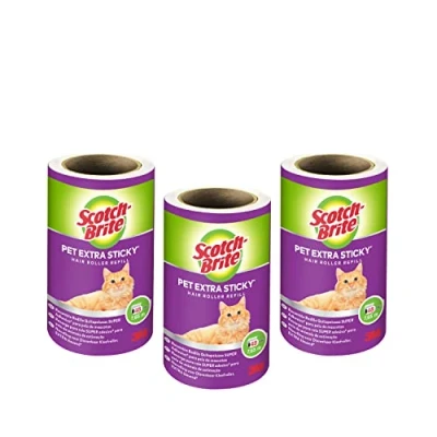 Abbildung von Scotch Brite Pet Extra Sticky Tierhaar Ersatzrollen, 48 Blatt, 3 Rollen, 144 Blatt pro Packung Fusselrolle für Tierhaare/Hundehaare und Katzenhaare