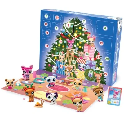 Abbildung von Bandai Littlest Pet Shop Adventskalender der 8 und 16 Zubehörteile 24 Tage Weihnachtskalender Mini Tierfiguren zum Sammeln Spielzeug für Kinder ab 4 Jahren BF00609