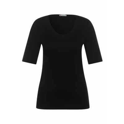Abbildung von Street One MIT Vausschnitt Tshirt basic, Damen, Größe: 40, Schwarz
