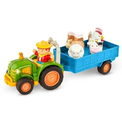 Abbildung von Battat Traktor Spielzeug mit Anhänger, Bauernhoftieren, Bauer, Licht, Musik, und Tiergeräuschen Bauernhof Spielzeug, Lernspielzeug für Kinder ab 18 Monaten