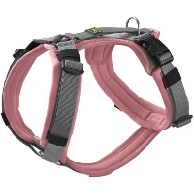 Abbildung von HUNTER Hundegeschirr Maldon UP, Farbe: Altrosa/grau, weich gepolstert &amp; komfortabel, stark reflektierend durch 3M Scotchlite, 4 Fach verstellbar, mit gepolstertem Griff (ab S M), Größe: M