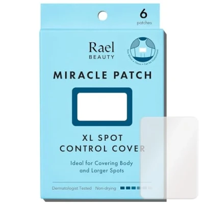 Abbildung von Rael Pickelpflaster, Miracle XL Spot Control Cover Hydrokolloid Aknepflaster für Gesicht, Pickel und Hautunreinheiten, Rücken Körper, alle Hauttypen, vegan, tierversuchsfrei (6 Stück)