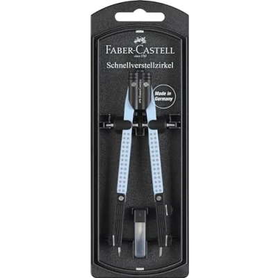 Abbildung von FABER CASTELL 574454 Schnellverstellzirkel Grip sky blue mit abknickbaren Schenkeln, inkl. Ersatzteilen und Zirkelminen