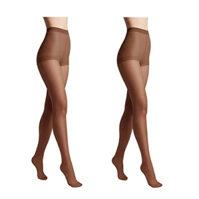 Abbildung von Conte elegant 2er Pack langlebige Damenstrumpfhose Halbmatt SOLO 40 DEN Damen Feinstrumpfhose Strumpfhose mit markiertem Höschenteil Einfarbig Farbe Mocca Größe 4