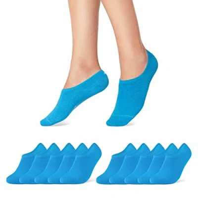 Abbildung von 10 Paar Sneaker Socken Damen Herren Füßlinge Schwarz Weiß Grau Baumwolle 16805 (Blau 35 38)