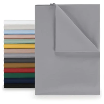 Abbildung von Blumtal® Basic Betttuch 180x275 cm für Matratzen 120x200 Bettlaken ohne Gummi Oeko TEX zertifiziertes Leintuch aus gebürstetem Microfaser 120 x 200 in Grau