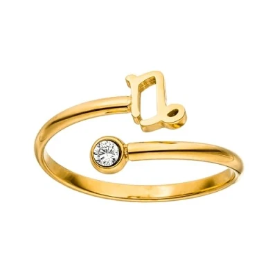 Abbildung von Purelei® Sternzeichen Ring Steinbock (Gold) Wasserfester Damenring aus langlebigem Edelstahl Verstellbare Ringe von Größe 60 bis 66 Modeschmuck für deinen individuellen Look