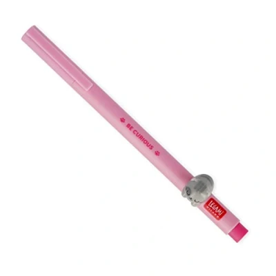 Abbildung von Legami Gelschreiber mit dekorativem Tiermotiv, verhindert das Rollen, rosa Tinte, abnehmbares und rekombinierbares Tier, 0,5 mm Spitze, Kitty Motiv, 1 Stück (1 Stück)