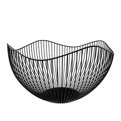 Abbildung von DMAR Obstkorb Schwarz, Obstschale Metall 25x14cm, aus Eisen, Rund Früchtekorb