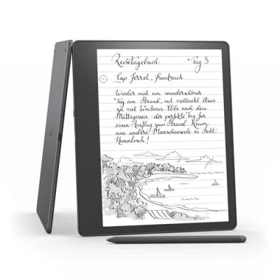 Abbildung von Kindle Scribe (32 GB) der erste Kindle, auch ein digitales Notizbuch ist mit Paperwhite Bildschirm (10,2 Zoll, 300 ppi) und Premium Eingabestift