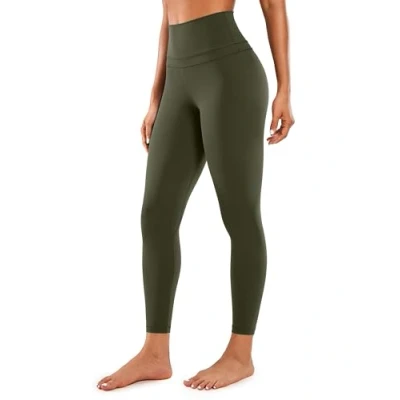 Abbildung von CRZ Yoga Damen Naked Feeling Sport Leggings High Wasit Sporthose Yogahose Blickdicht Lange Leggins 64cm Olivgrun 42