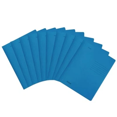 Abbildung von Original Falken 10er Pack Recycling Schnellhefter gefaltet DIN A4 Intensivfarbe blau. Made in Germany Blauer Engel Hefter Papphefter Kartonschnellhefter Schulhefter Pappordner Mappe Schulordner