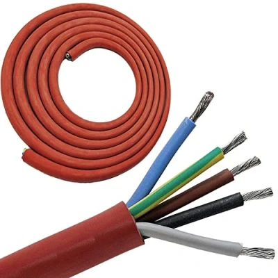 Abbildung von 5 Meter (m) Silikonkabel 5x2,5 mm² SiHF Hitzebeständige und flexible Silikonleitung Saunakabel Optimal für Saunaöfen 60C bis +180C Wärmegeräte, Scheinwerfer, Heizkraftwerke etc.