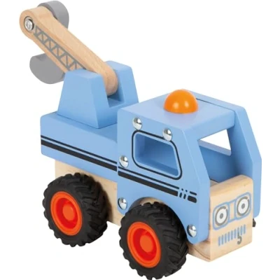 Abbildung von small foot Abschleppwagen aus FSC 100% zertifiziertem Holz, Spielauto mit beweglichem Ladekran, ab 18 Monaten, 12446