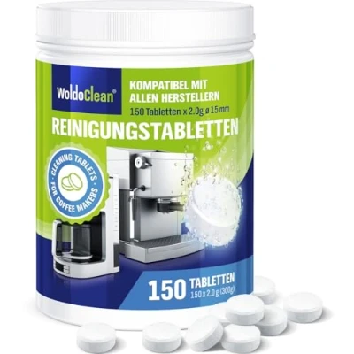 Abbildung von Reinigungstabletten 150 Stück für Kaffeevollautomaten &amp; Kaffeemaschinen kompatibel Siemens, Delonghi, Jura Vollautomaten
