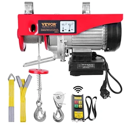 Abbildung von VEVOR elektrische Seilwinde 125kg bis 250kg Hubhöhe 12m Seilzug Motorwinde 510W Kupfermotor Flaschenzug 10m/min Hubgeschwindigkeit Hebezug mit kabelloser Fernbedienung Seilhebezug Kettenzug