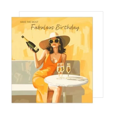 Abbildung von Edition Seidel Premium quadratische Geburtstagskarte mit Umschlag. Glückwunschkarte Fabulous Birthday Billet Karte für Frau Freundin Kollegin Sekt Champagner (GQ250 SW024)