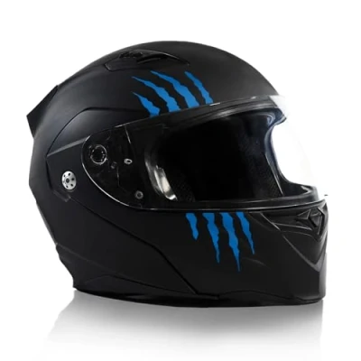 Abbildung von Finest Folia Kratzer Helm Aufkleber 2er Set 7,5x7,5cm Monster Sticker Kralle Deko für Motorrad Auto Motorradhelm Kratzspuren selbstklebend wasserfest K173 (Azurblau)