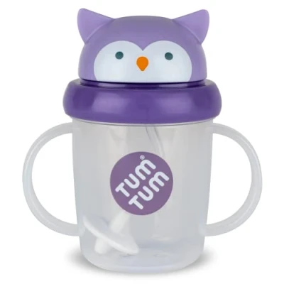 Abbildung von TUM Tippy Up Schnabeltasse mit freiem Durchfluss (ohne Ventil), für Kleinkinder, 200 ml, BPA frei (Olivia Owl S3)