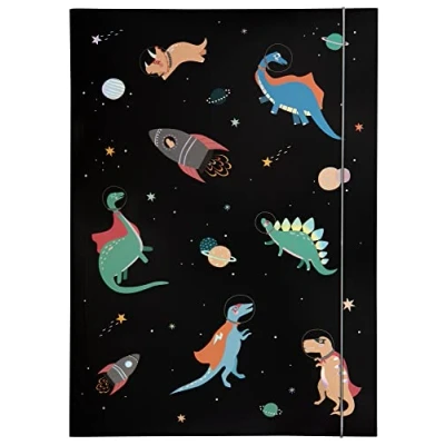 Abbildung von folia 69015 Sammelmappe A3 Hot Foil Space Dinos, aus stabilem Karton mit Gummiband