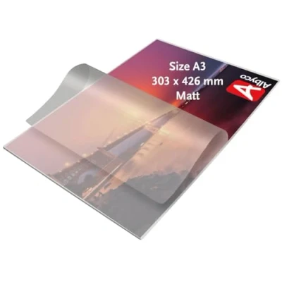 Abbildung von Albyco Matte Laminierfolien A3 Qualität 160 Mikron (2x80 Mikron) 100 Stück Folien Matt, Laminiertaschen Laminierfolie