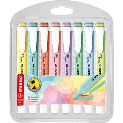 Abbildung von Textmarker STABILO swing cool Pastel 8er Pack mit 8 verschiedenen Farben