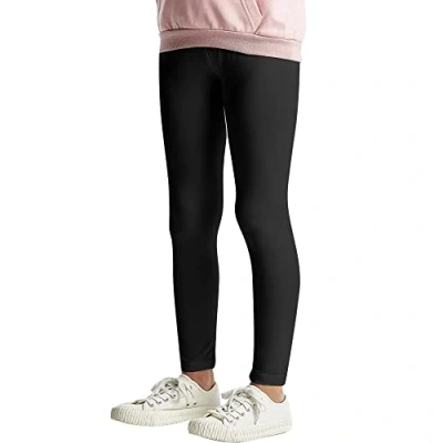 Abbildung von L&amp;K II Kinder Leggings Basic Uni Farbe Mädchen Tanzhose Baby Leggins Fitness Hose Baumwolle 2708 Schwarz 122