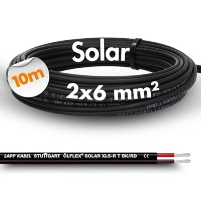 Abbildung von 10 Meter Lapp ÖLFLEX SOLAR XLS R T Solarleitung 2X6 mm² BK/RD Solarkabel Zwillingsleitung