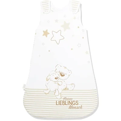 Abbildung von Herding Baby Best Schlafsack, Kleiner Lieblingsmensch Motiv, 110 cm, Seitlich umlaufender Reißverschluss und Druckknöpfe, Weiß