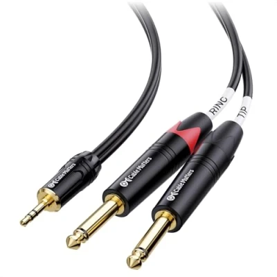 Abbildung von Cable Matters 3,5mm TRS zu Dual 6,35mm TS Breakout Kabel 1,8 m, 1/8 1/4