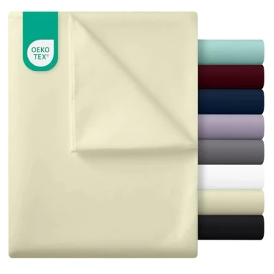 Abbildung von Utopia Bedding Bettlaken ohne Gummizug Betttuch 225 x 255cm Laken für Bett 135x190cm Flaches Blatt weiche gebürstete Mikrofaser Beige