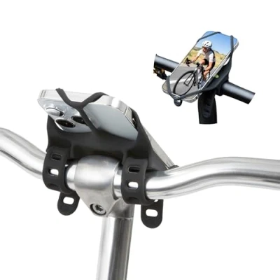 Abbildung von Bone Bike Tie 4 Pro Max,Universelle Dauerhaft Handyhalterung Fahrrad, Fahrradhalter für Lenker und Vorbau, Fahrräder mit Stoßdämpfung, Kompatibel Telefonen von 4,7 bis 7,2 Schwarz