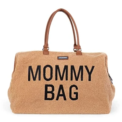 Abbildung von Childhome, Mommy Bag, Wickeltasche, Mutterschaft, Reisetasche, Großes Fassungsvermögen, Wickelunterlage, Verstellbarer Schulterriemen, Unterteilt, Isoliertasche, Kofferdurchführung, Teddy Beige
