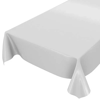Abbildung von Wachstuchtischdecke Wachstuch abwaschbare Tischdecke Uni Glanz Einfarbig Hellgrau Schnittkante 200 x 140cm