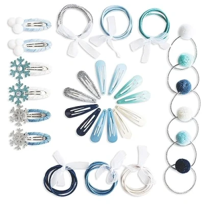 Abbildung von Papierdrachen Besondere 48 Haarspangen und Haargummis in vielen Farben langlebig robust Kinderspängchen mit Glitzer Stoffbezug Haarschmuck *Schneeprinzessin * für lange feine Haare
