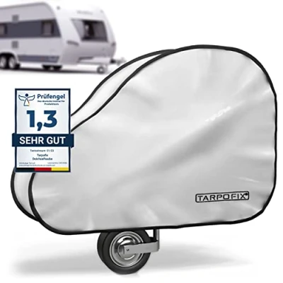 Abbildung von Tarpofix® Deichselabdeckung Wohnwagen aus PVC PLANENMATERIAL Anhänger Deichselhaube mit Doppel Klickverschluss Abdeckung Anhängerkupplung Wasserdicht Universal PKW Anhängerdeichsel