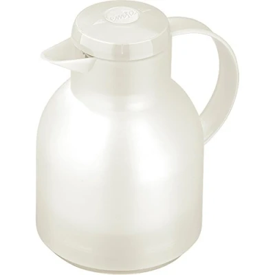 Abbildung von Emsa Samba Isolierkanne 504687 1 Liter Quick Press Verschluss 100% dicht 12h heiß, 24h kalt Transluzent Weiß Kunststoff